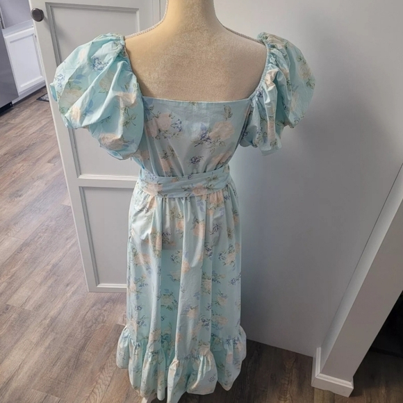 LOVESHACKFANCY X Target Estelle Blue Floral Puff Sleeve Romantic Dress 14 NWOT - Picture 16 of 16